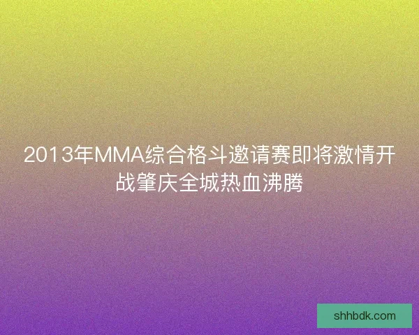 2013年MMA综合格斗邀请赛即将激情开战肇庆全城热血沸腾