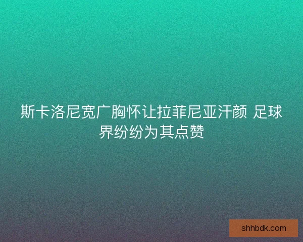 斯卡洛尼宽广胸怀让拉菲尼亚汗颜 足球界纷纷为其点赞